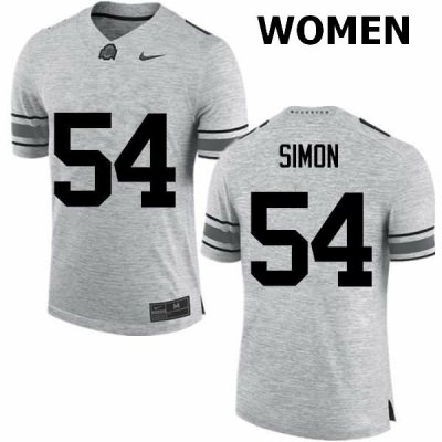 NCAA Ohio State Buckeyes Women's #54 John Simon Gray Nike Football College Jersey PIA0045UX